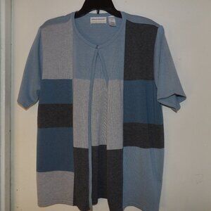 Alfred Dunner Short Sleeve Twofer Sweater / Top Sz 1X